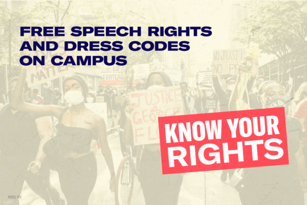 Free speech on campus and dress codes graphic