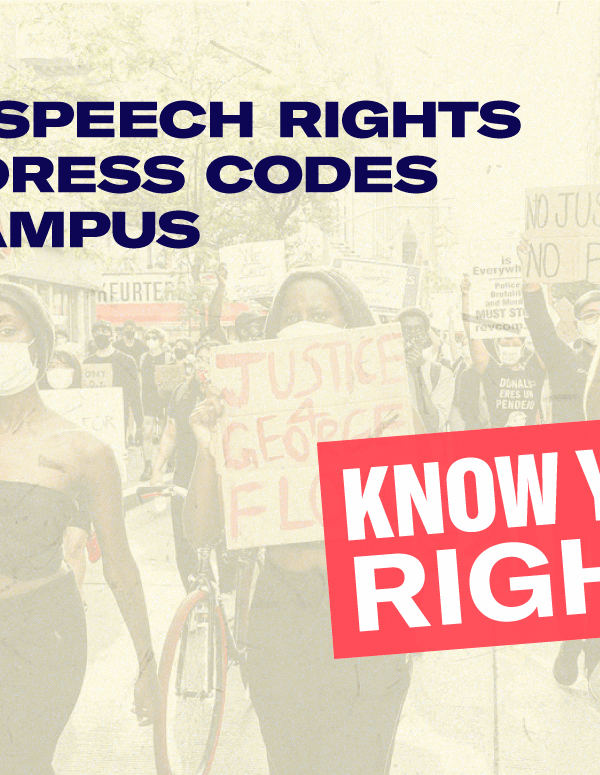 Free speech on campus and dress codes graphic