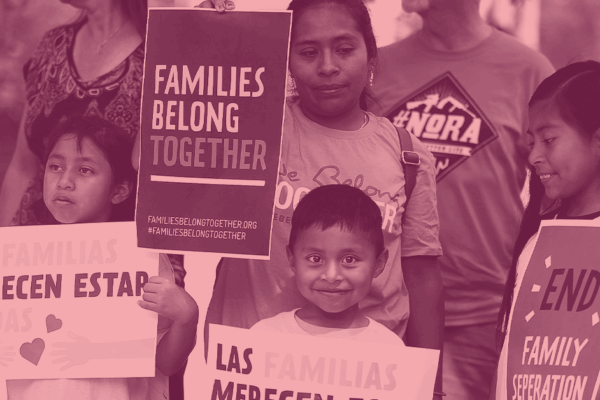 Image of a family protesting