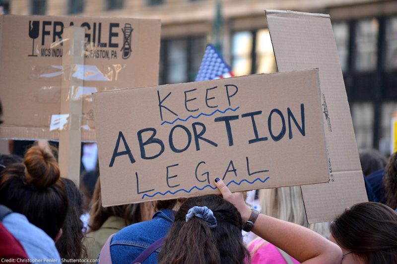 Protest sign that reads, "Keep abortion legal"