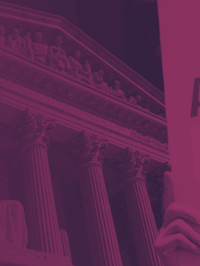 Image of the Supreme Court with a purple filter overlay