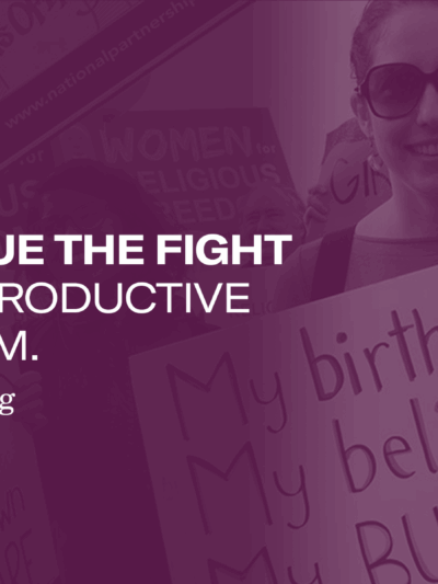 Banner graphic that reads, "Continue the fight for reproductive freedom." The ACLU of Wyoming logo is below that text.