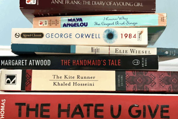 Stack of banned books