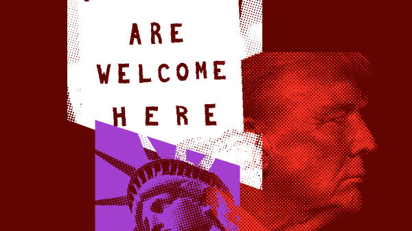 A collage of images pertaining to the United States and Donald Trump.