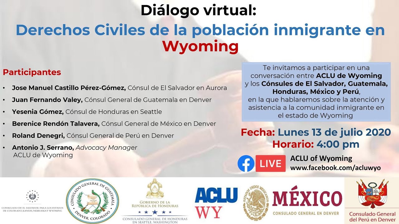 Dialogo virtual: Derechos Civiles de la poblacion immigrante en Wyoming.