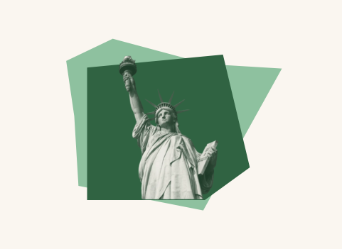 Photo collage with an image of the statue of liberty