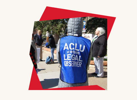 Graphic with an image of an ACLU legal observer at a protest.