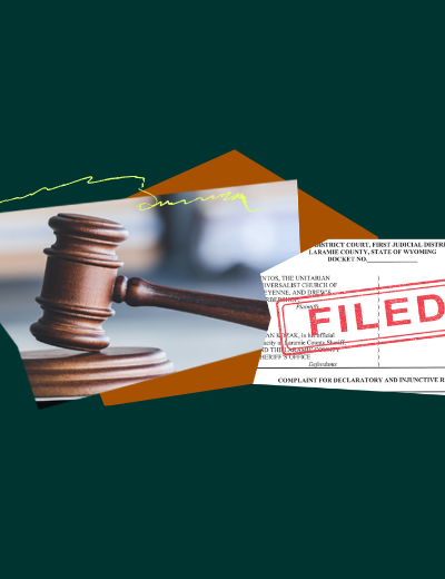 Collage of images of a gavel and a case filing.