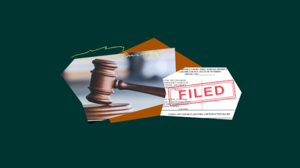 Collage of images of a gavel and a case filing.