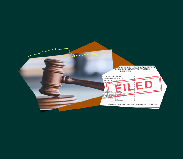 Collage of images of a gavel and a case filing.