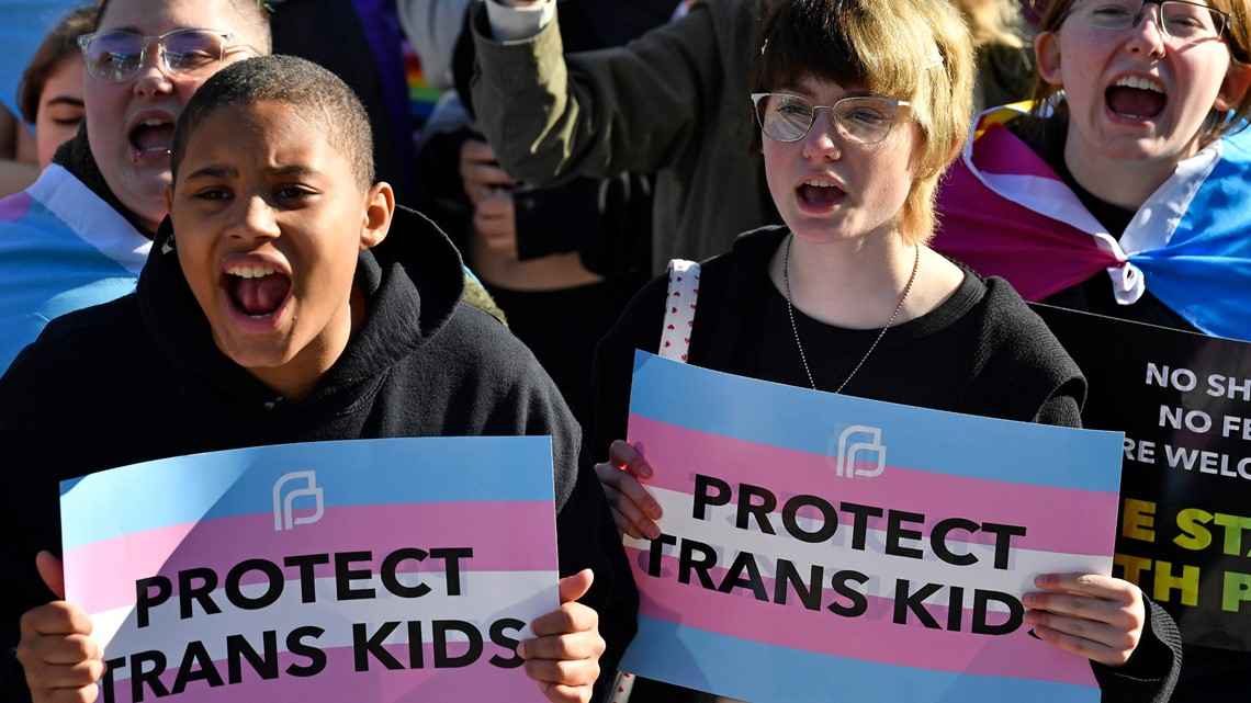 Kids protesting for trans rights
