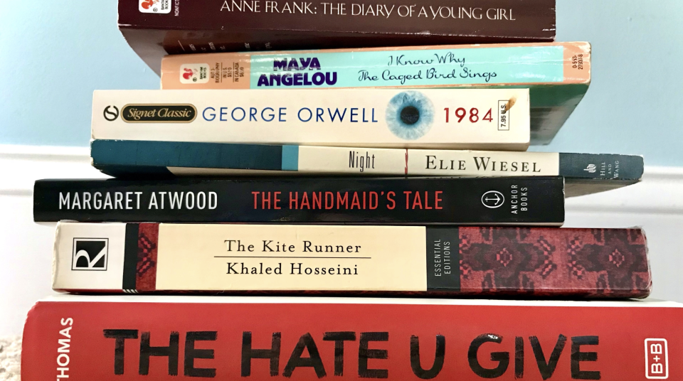 Stack of banned books