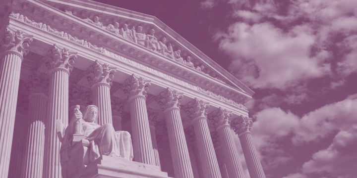 Image of the Supreme Court with a purple filter overlay