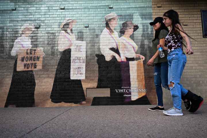 walking to vote in Wyoming 