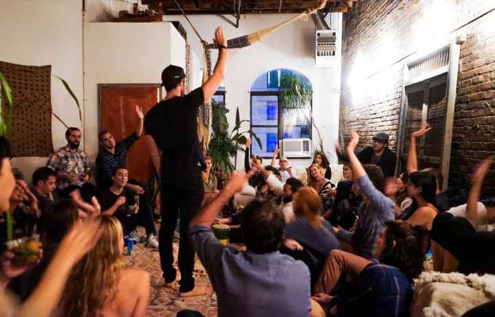 People at a house party 