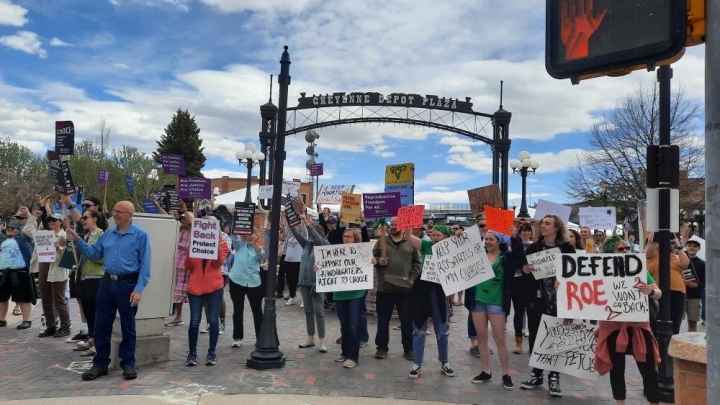 Image of a protest in Cheyenne, WY