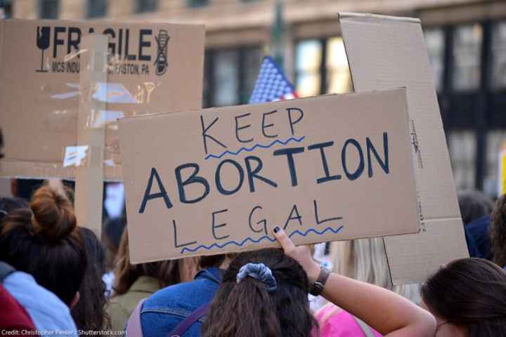 Protest sign that reads, "Keep abortion legal"