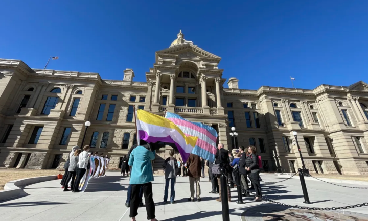 Trans rights protest in Cheyenne, WY
