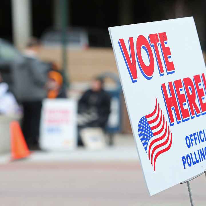 Vote here signage