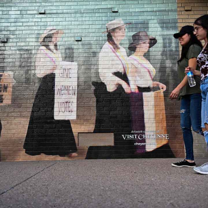walking to vote in Wyoming 