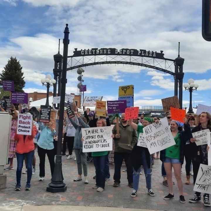 Image of a protest in Cheyenne, WY