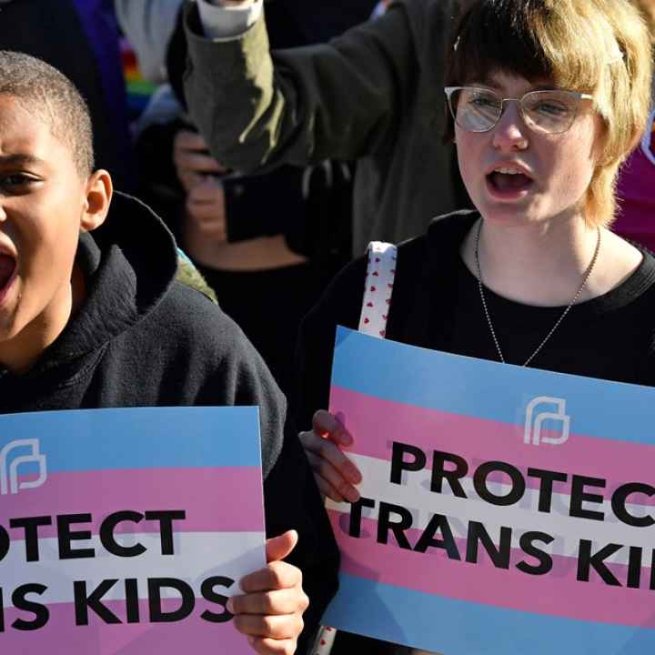 Kids protesting for trans rights