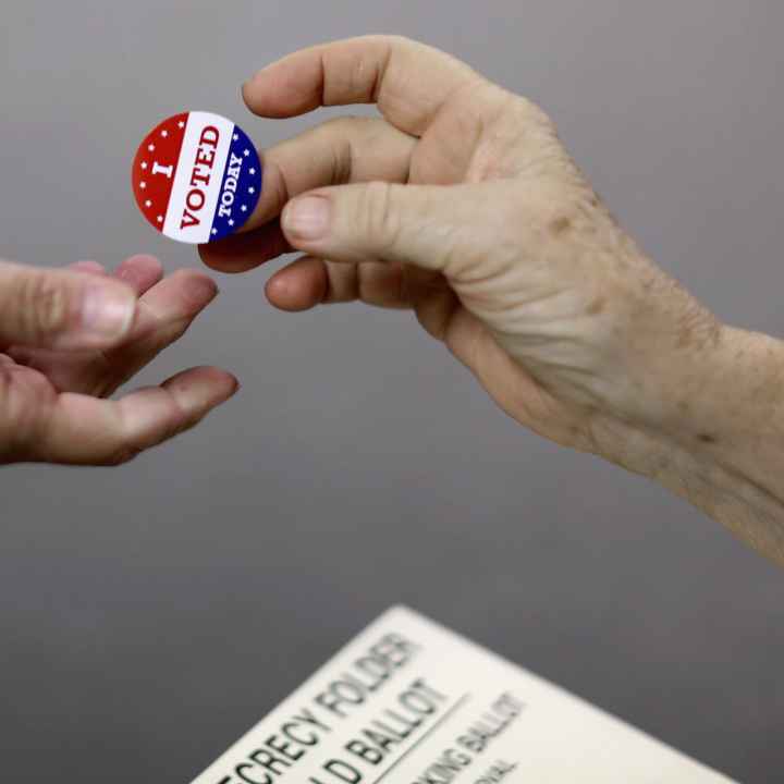 I voted sticker hand off
