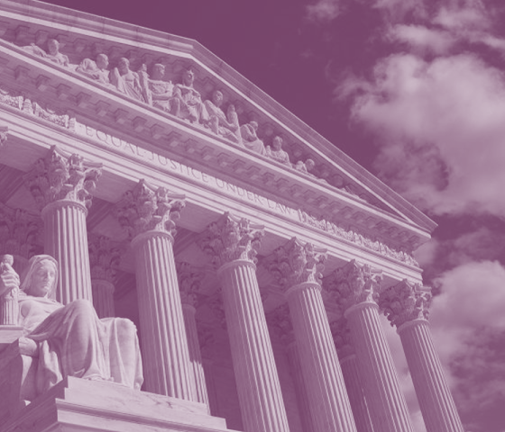 Image of the Supreme Court with a purple filter overlay